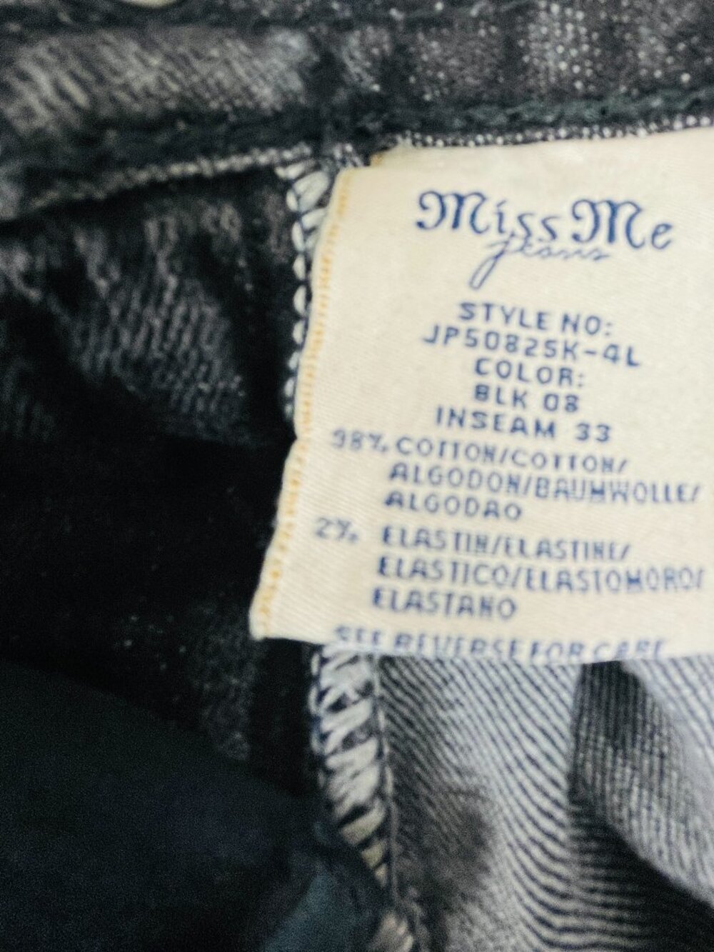 Miss Me Black Angel Wing Rhinestone Skinny Jeans Size 30 - Picture 5 of 9
